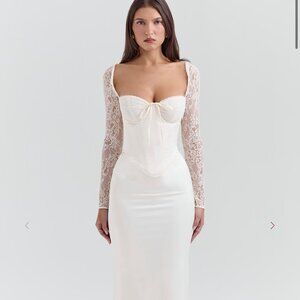 House of CB "Perdi" Corset Satin Maxi Dress